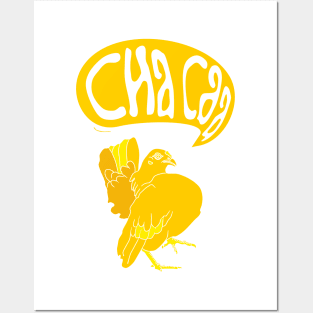 illustration of little yellow chicken dancing Posters and Art